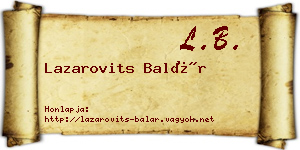 Lazarovits Balár névjegykártya